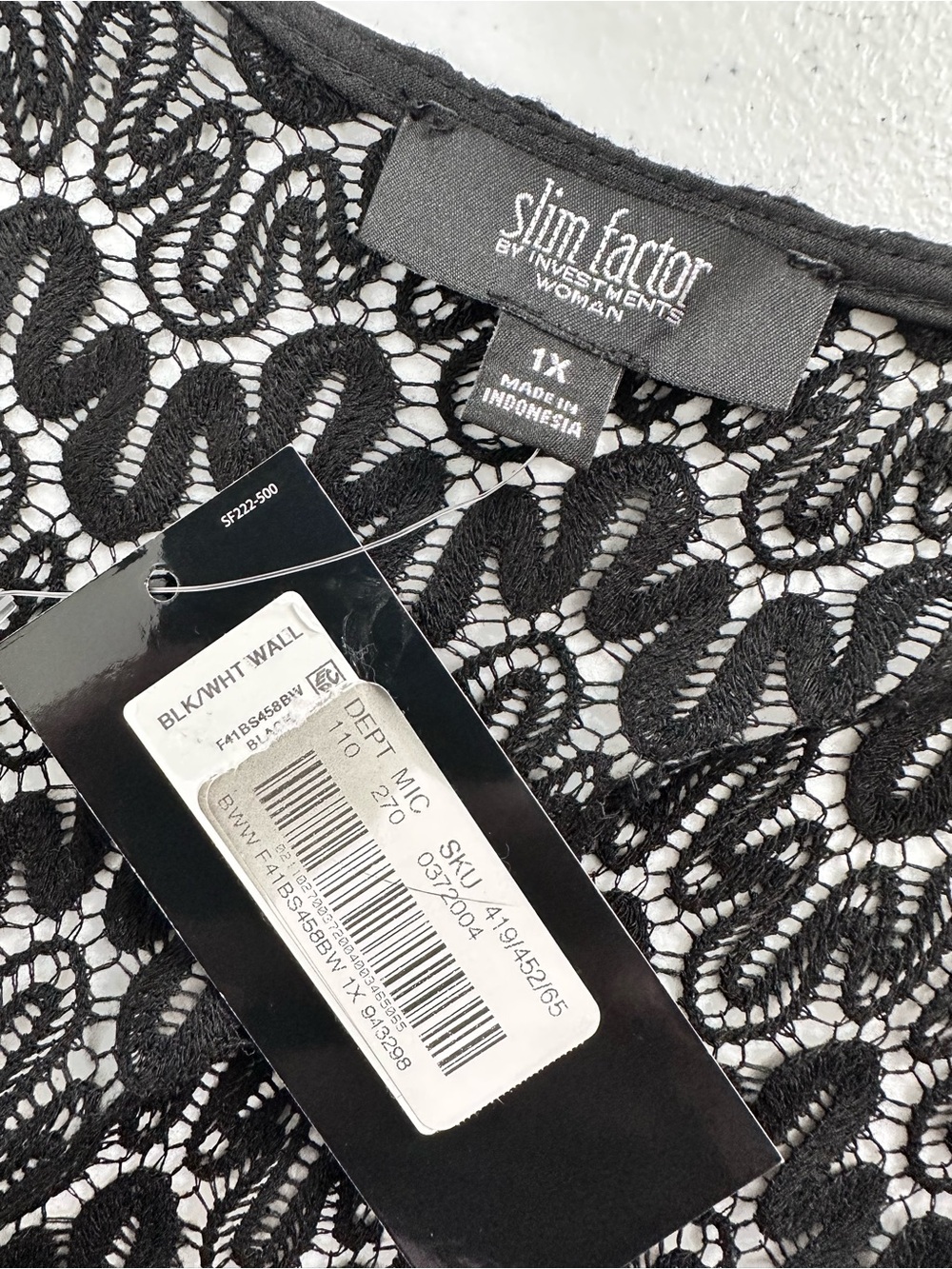 Slim Factor Open Loose Knit Lace Duster Cover Up Longline Cardigan Black 1X - Picture 6 of 8